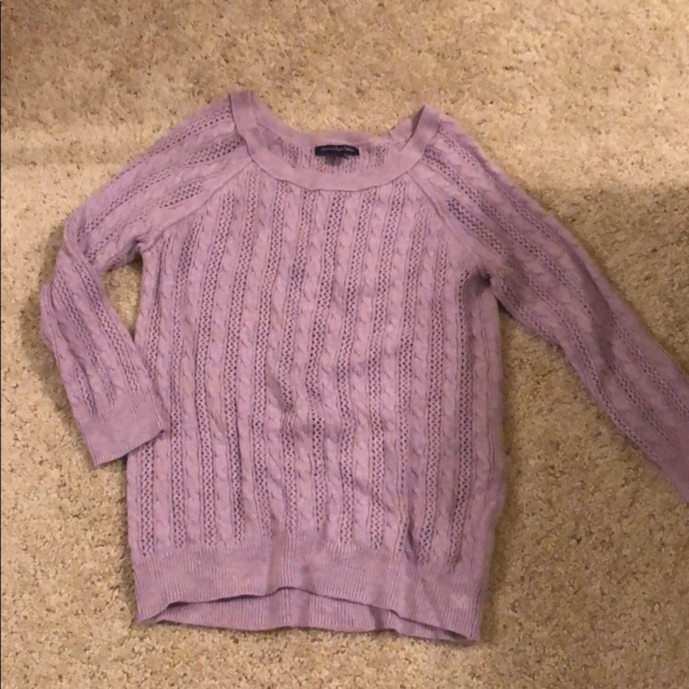 American eagle purple cable-knit sweater